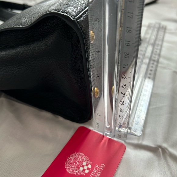 Vince Camuto Black Pebbled Leather Studded Shoulder Bag with Tassel - Picture 16 of 16